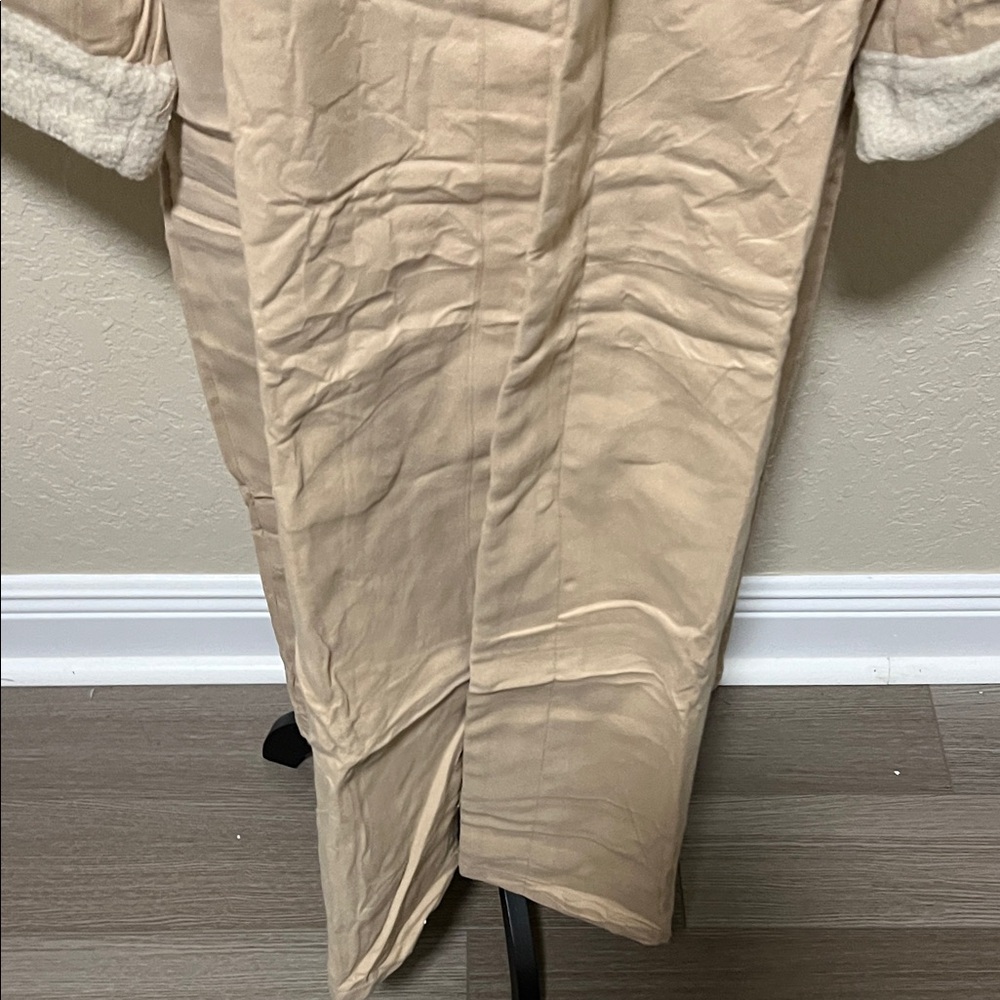 Women's Tan Coat with Shearling Collar - Picture 5 of 7